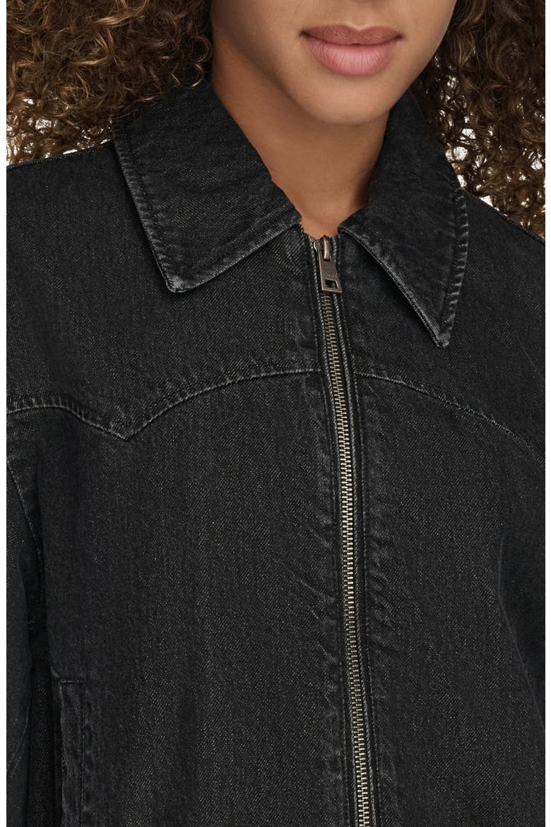 Western Denim Bomber Jacket, Alternate, color, BLACK WASH DENIM