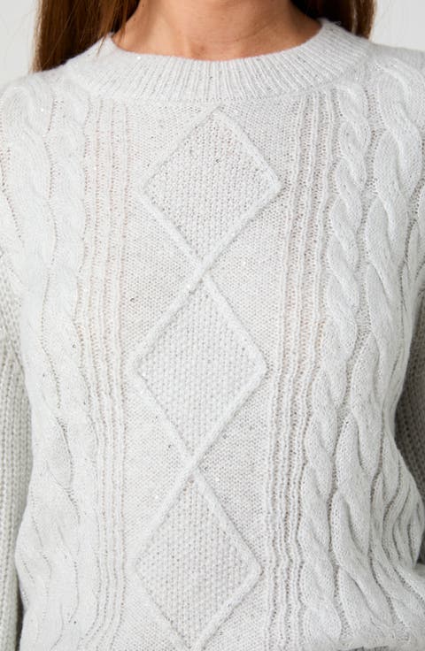Avea Sequin Cable Knit Sweater