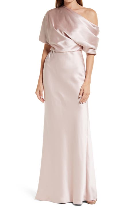 One-Shoulder Fluid Satin Gown