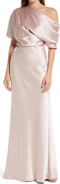 Amsale One-Shoulder Fluid Satin Gown