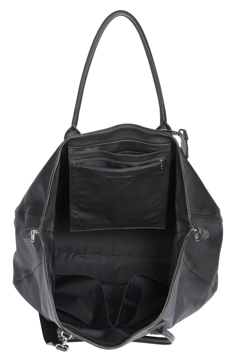 Canali Tumbled Calfskin Weekender Bag, Alternate, color, Black