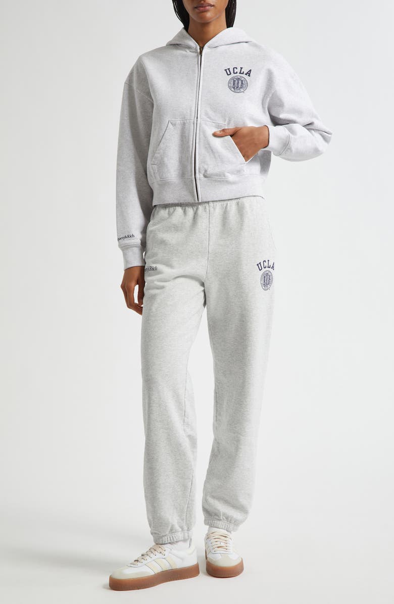 Sporty & Rich UCLA Crest Fleece Graphic Sweatpants, Alternate, color, Heather Gray