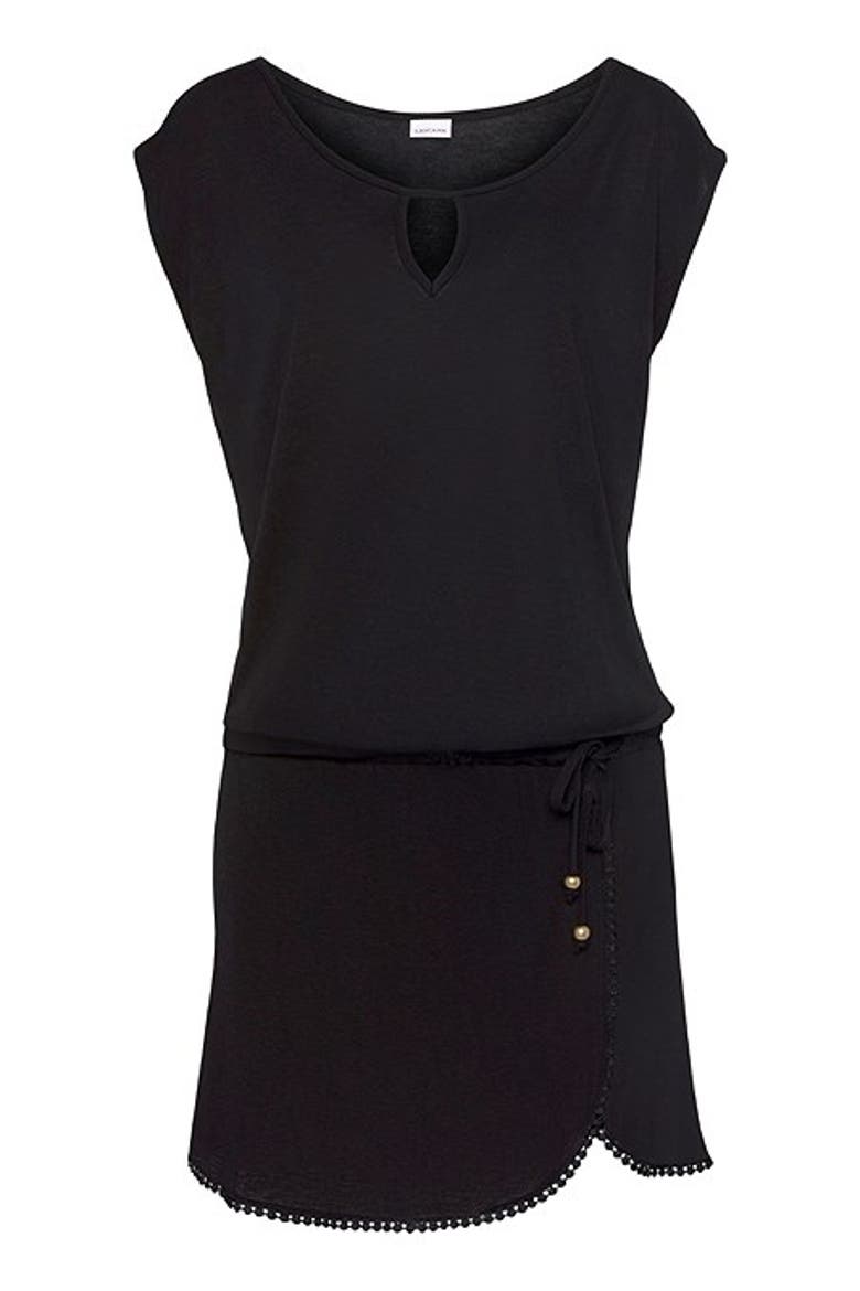 Women's Crochet Hem Dress, Alternate, color, Black