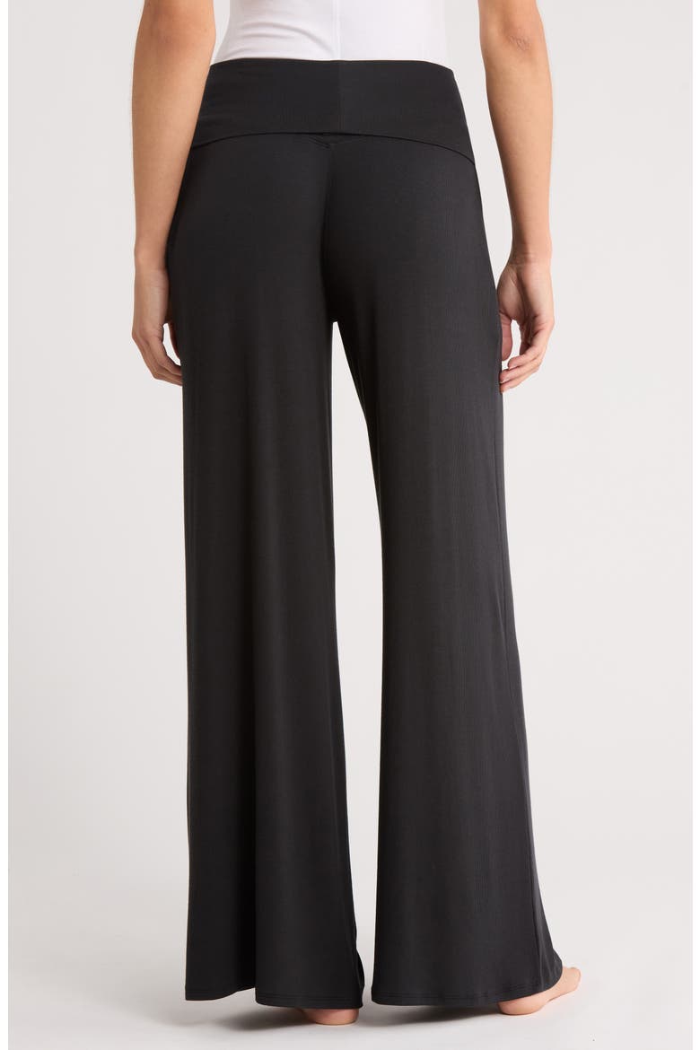Rib Foldover Waist Pajama Pants, Alternate, color, IMMERSED BLACK