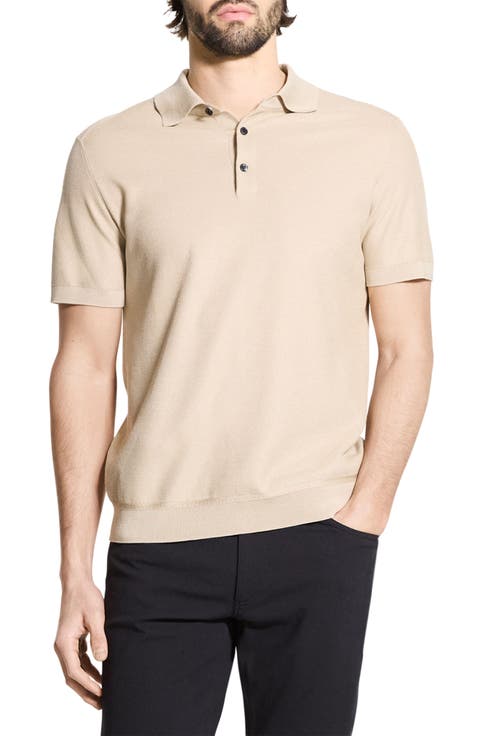 Short Sleeve Silk & Cotton Polo Sweater