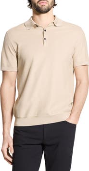 Theory Short Sleeve Silk & Cotton Polo Sweater