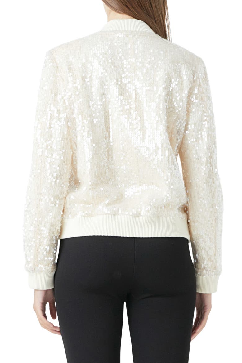 Sequin Bomber Jacket, Alternate, color, IVORY BEIGE