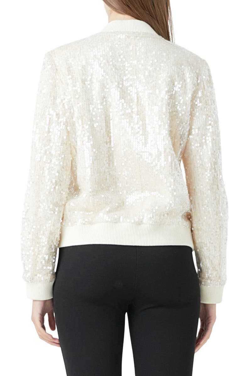 Endless Rose Sequin Bomber Jacket, Alternate, color, Ivory Beige
