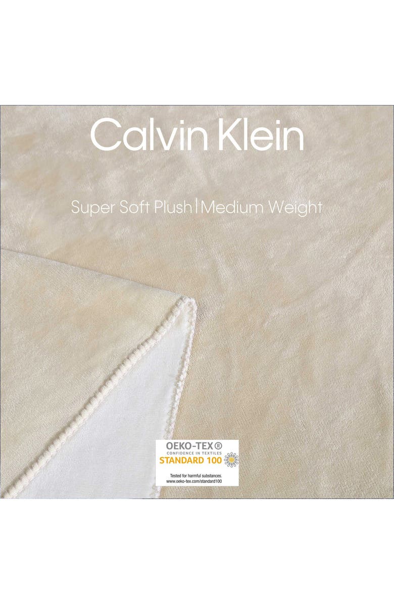 Calvin Klein Home Modern Reversible Solid Plush Blanket, Alternate, color, Light Beige