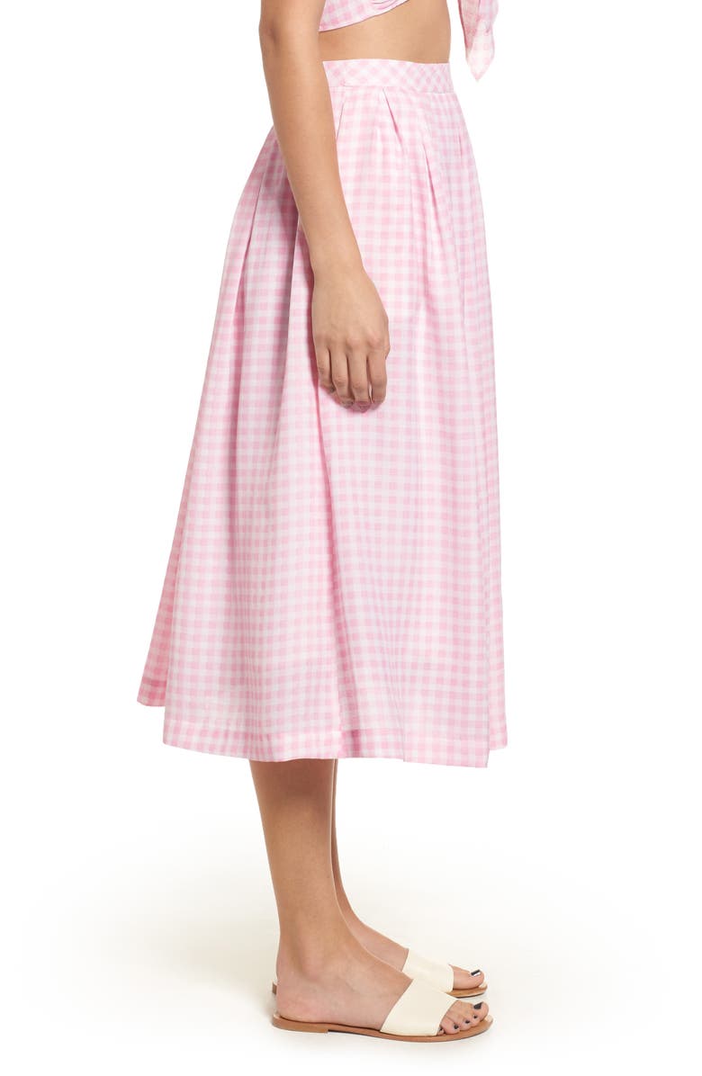 J.O.A. Gingham Midi Skirt, Alternate, color, 