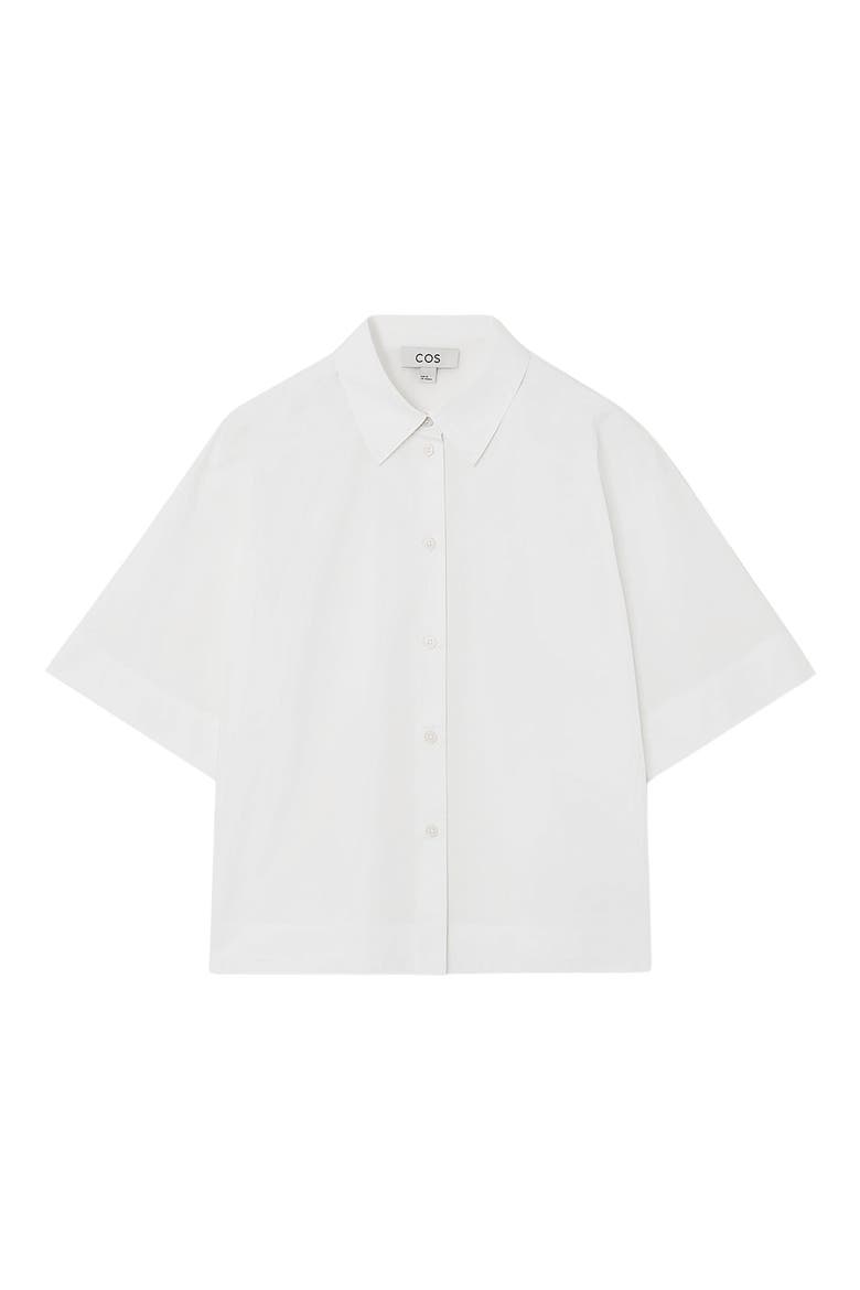 Boxy Short Sleeve Cotton Button-Up Shirt, Alternate, color, WHITE