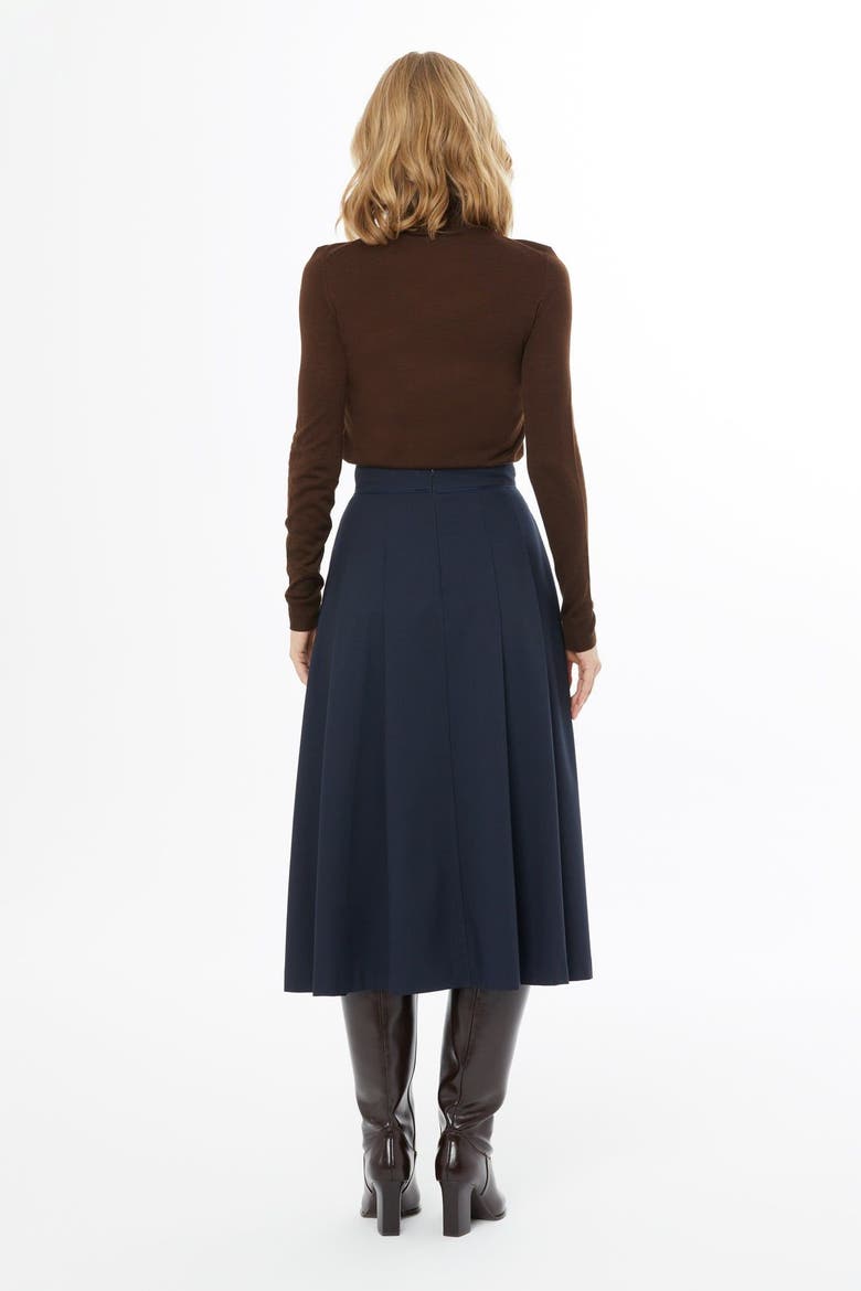 Pleated Skirt with Back Concealed Zip Closure, Alternate, color, Navy