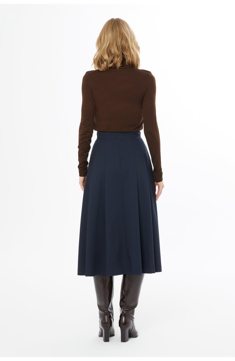 Gizia Pleated Skirt with Back Concealed Zip Closure, Alternate, color, Navy