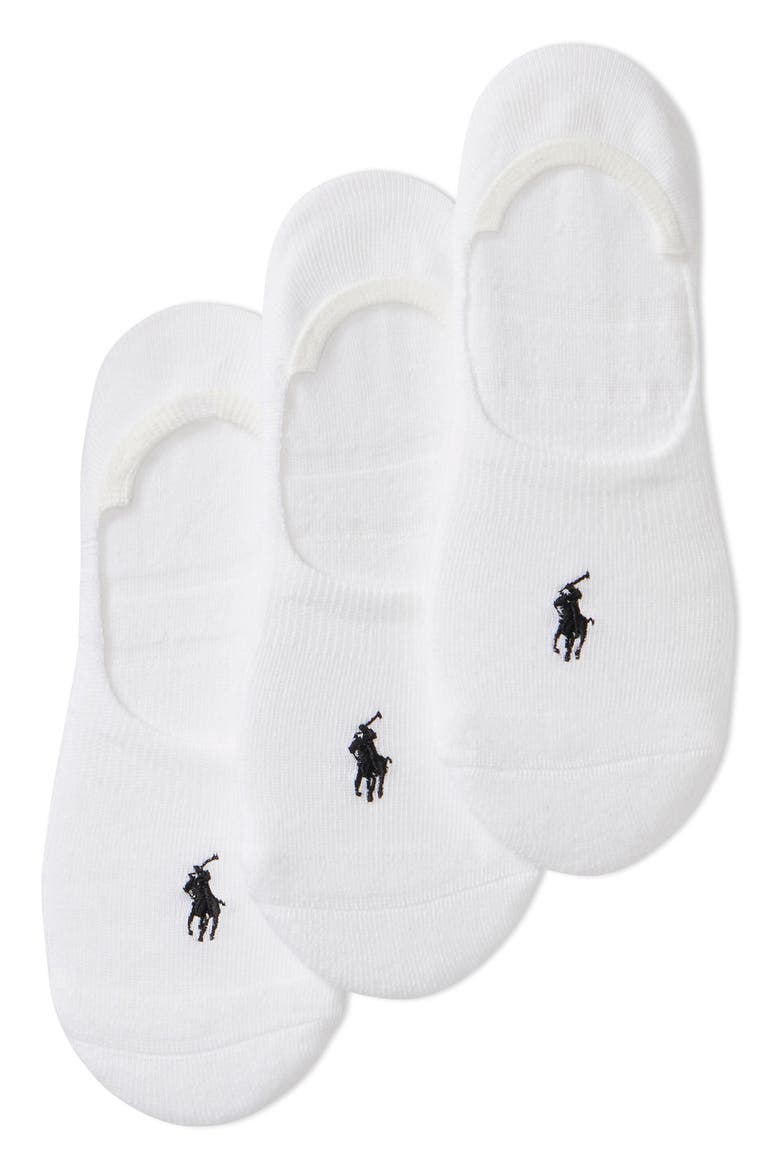 3-Pack No-Show Socks, Main, color, WHITE/ BLACK