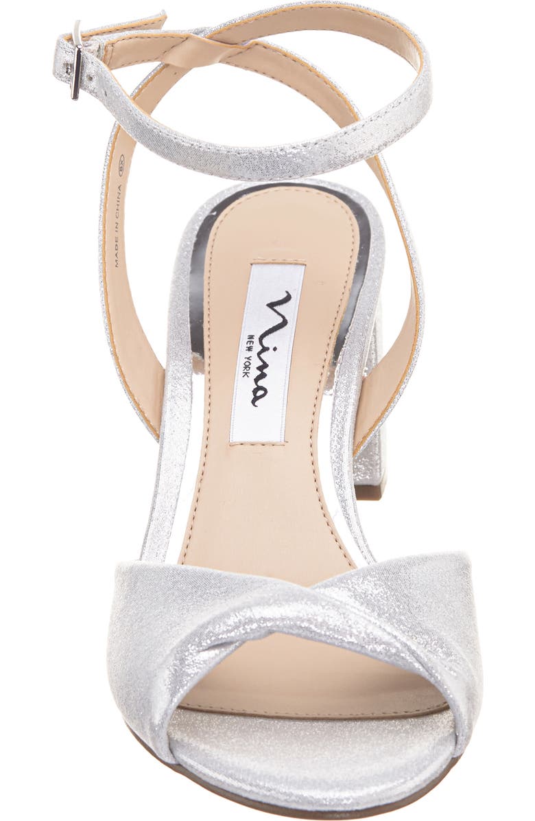 Nina Nigella Glitter Ankle Wrap Sandal, Alternate, color, Silver