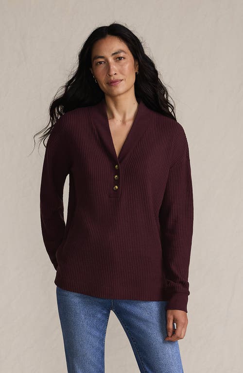 Lands' End Long Sleeve Waffle Shawl Collar Henley In Multi