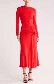 Simkhai Ferrera Long Sleeve Ruched Maxi Dress
