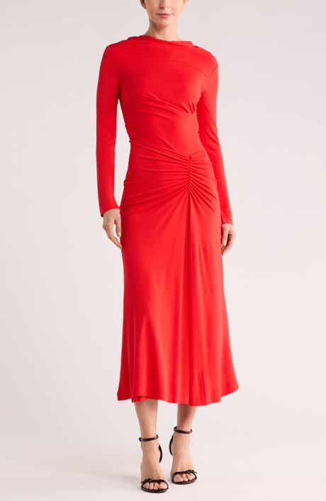 Simkhai Ferrera Long Sleeve Ruched Maxi Dress
