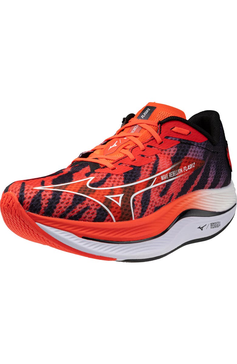 Mizuno Wave Rebellion Flash 2 Speed Running Shoe, Main, color, Ignition Red-White