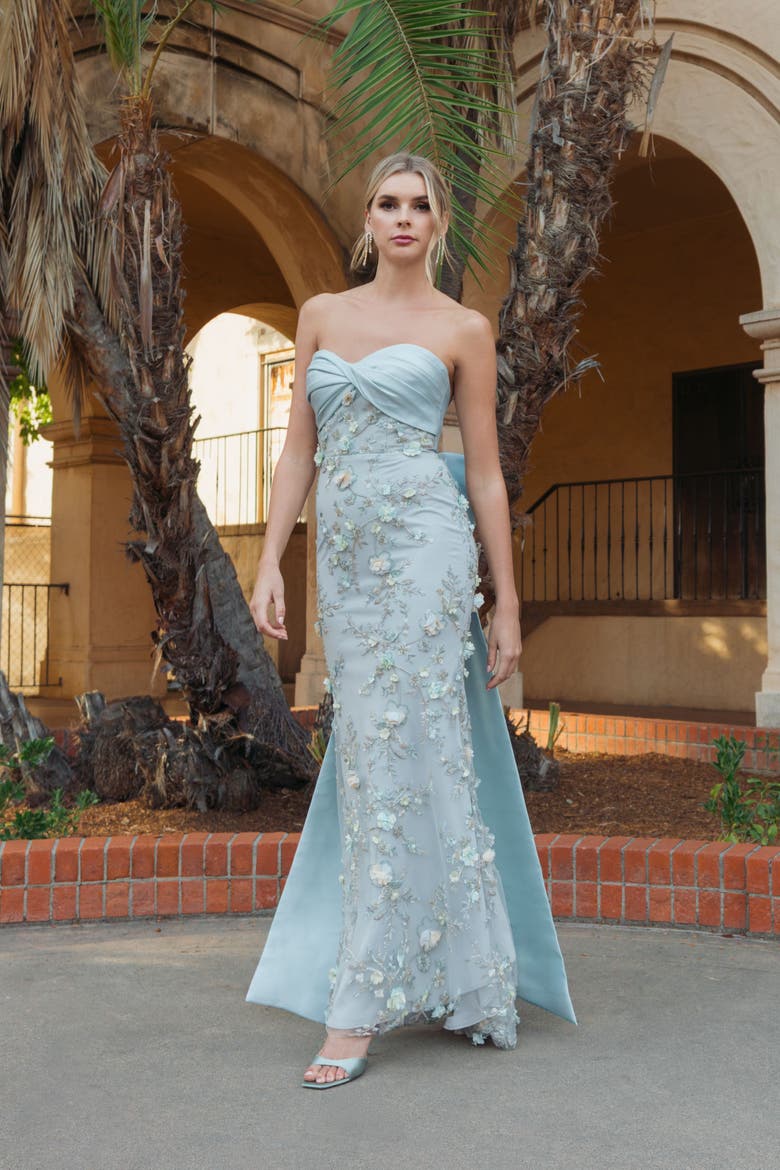 blue mac duggal dress 20365 For a truly unforgettable evening Blue Sleeveless Pleated Chiffon V-Neck