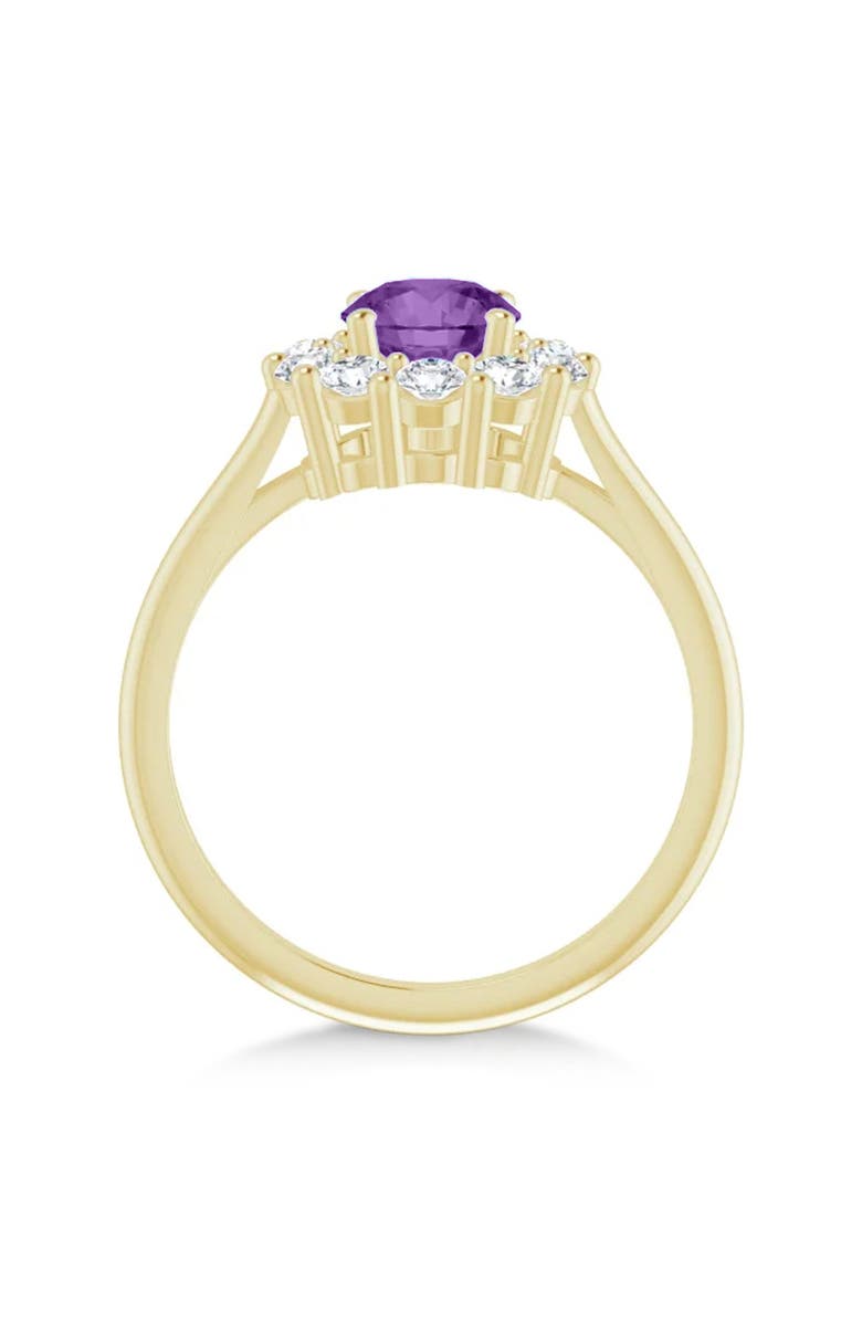 ALLUREZ Round Lab Amethyst & Diamond Halo Ring 14K, Alternate, color, 1.25Ct/Yellow Gold