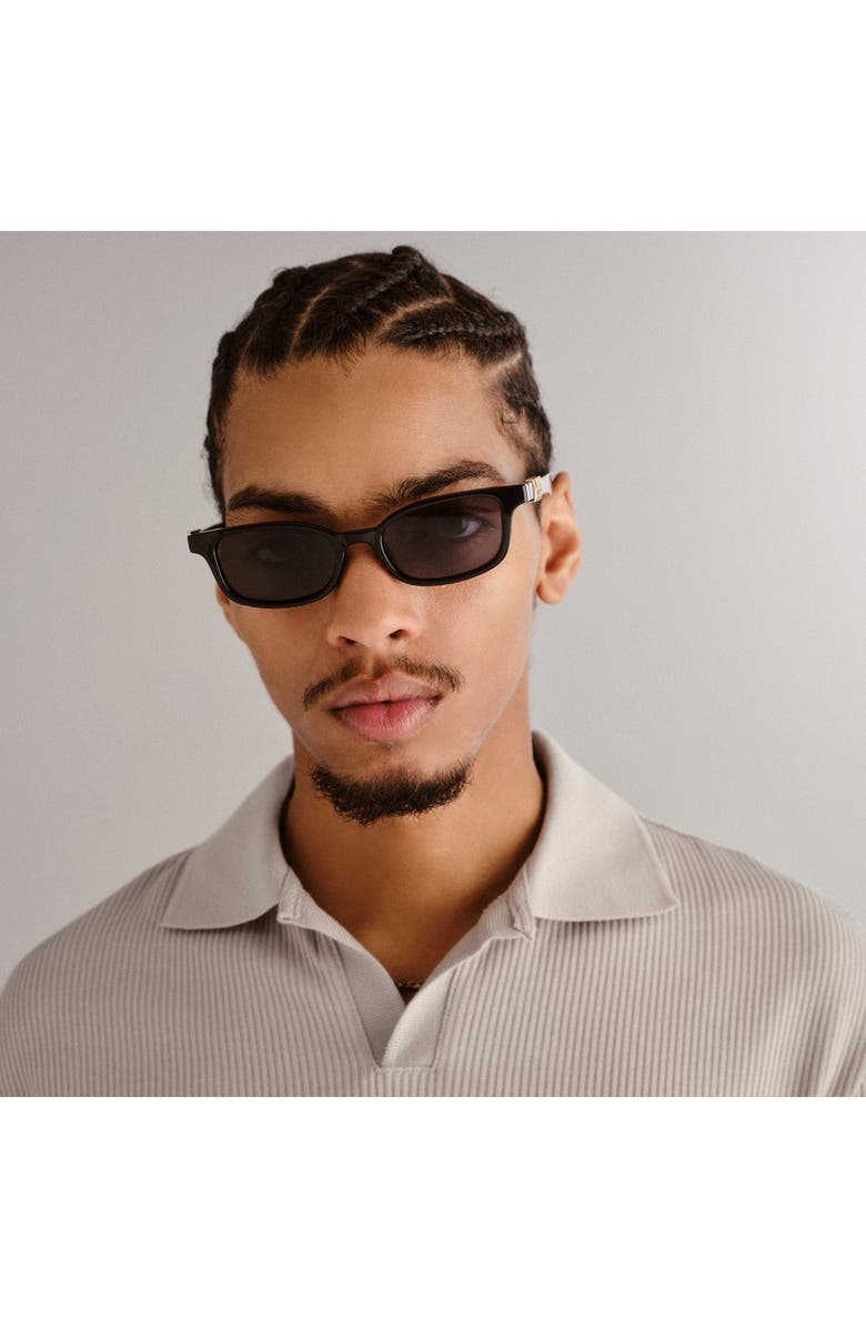 Le Specs Confidential 51mm Rectangular Sunglasses, Alternate, color, Black/ Smoke Mono