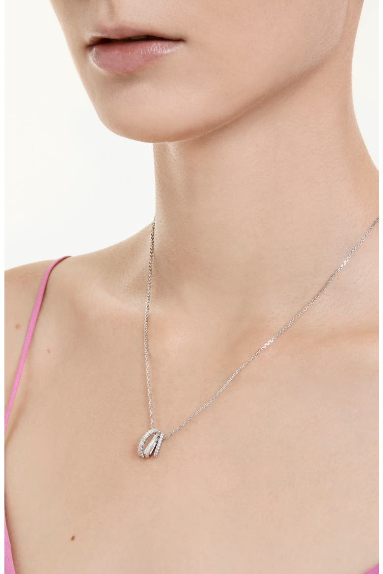 Hyperbola Ring Pendant Necklace, Alternate, color, WHITE/ SILVER