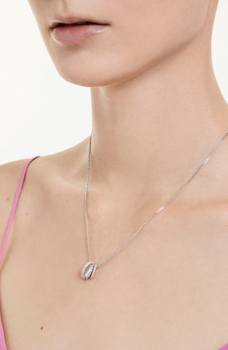 Swarovski Hyperbola Ring Pendant Necklace, Alternate, color, White/ Silver