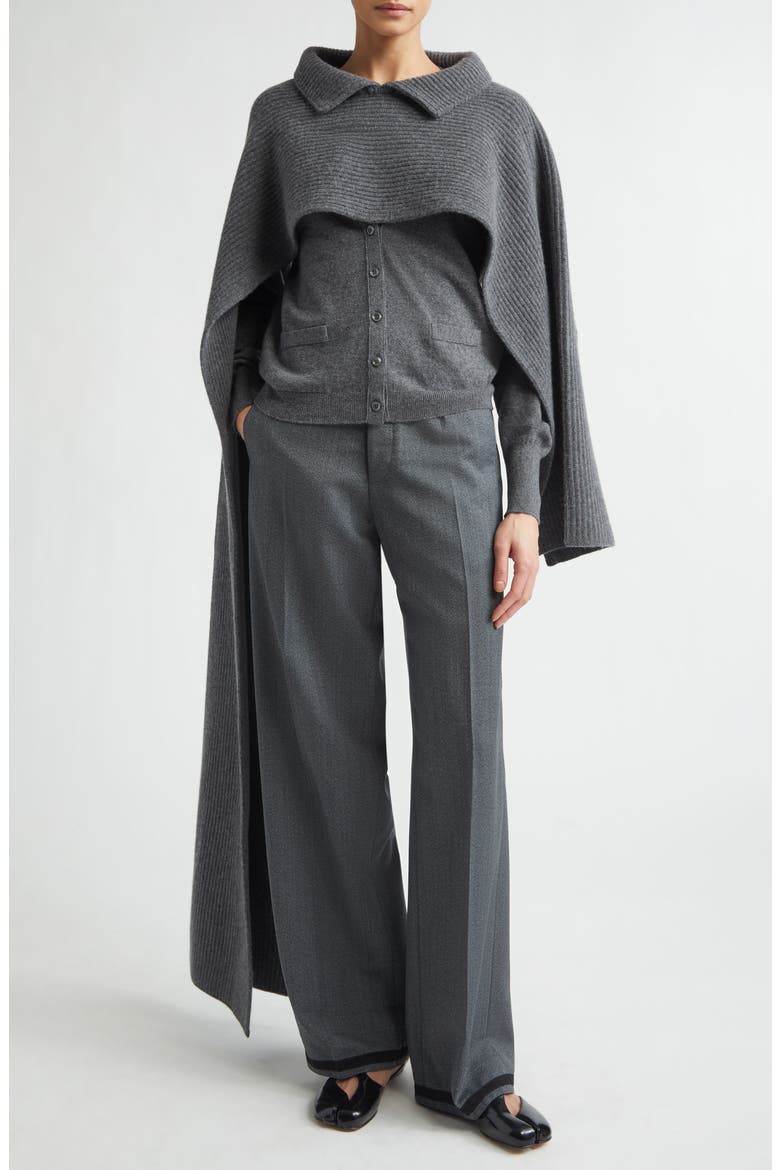 Wool Rib Scarf with Collar Detail, Alternate, color, DARK GREY