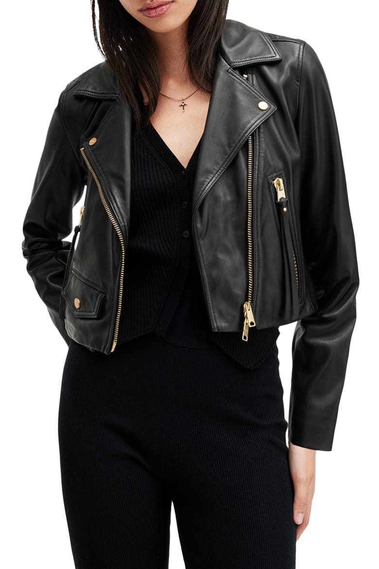 Elora Biker Jacket, Main, color, BLACK/ GOLD