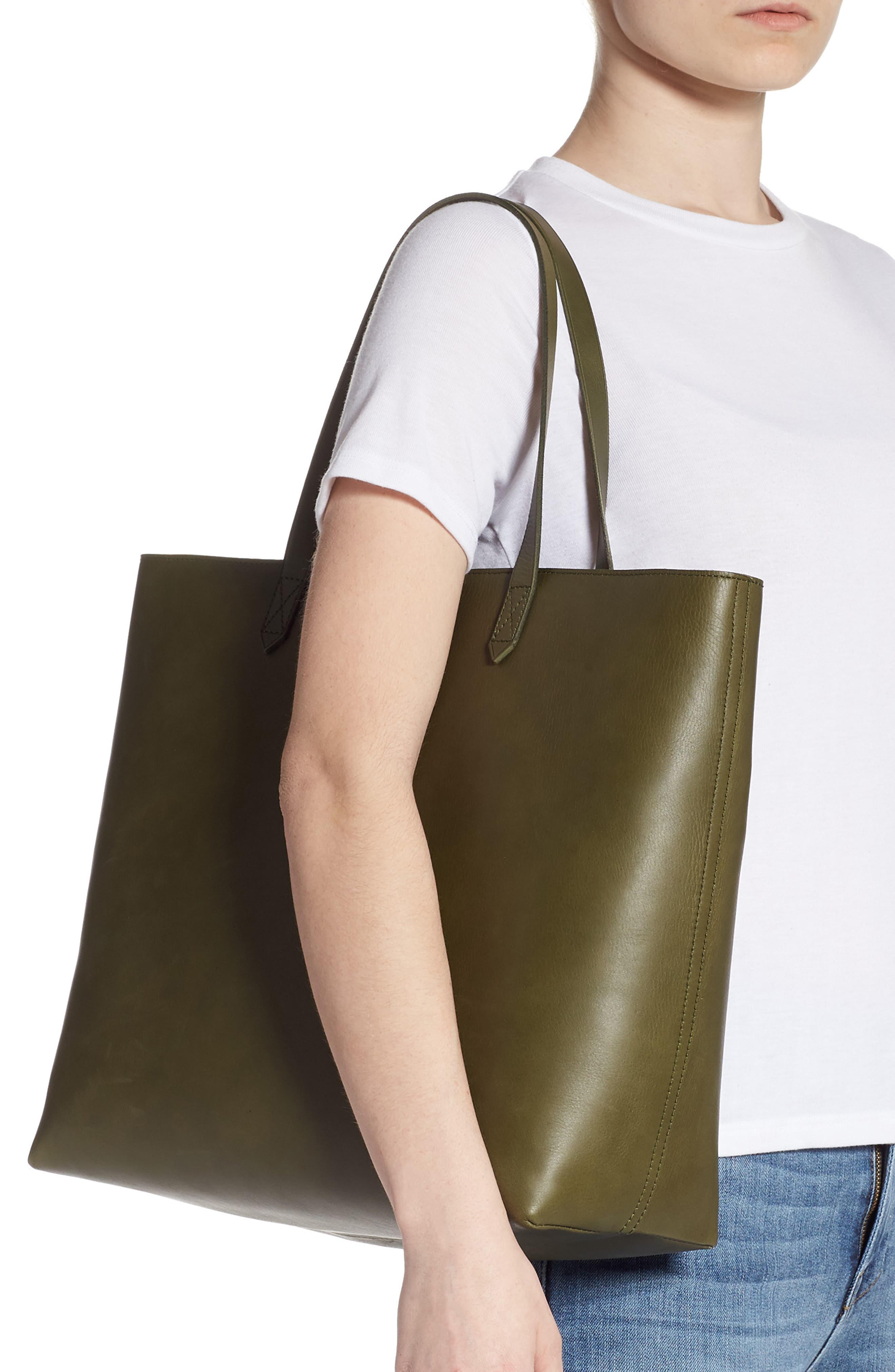 Zip Top Transport Leather Tote, Alternate, color, DEEP WOODLAND