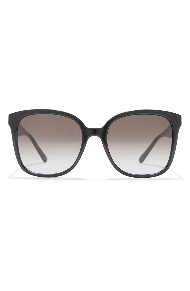 FERRAGAMO 56mm Square Sunglasses, Main, color, Black