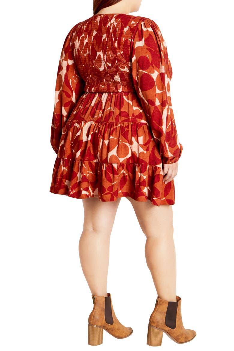 Celine Luna Print Long Sleeve Minidress, Alternate, color, RED PRINT
