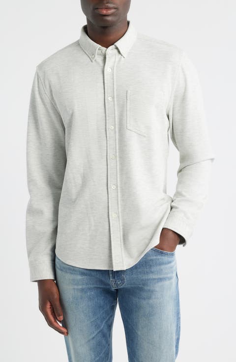 Vincent Heathered Piqué Button-Down Shirt