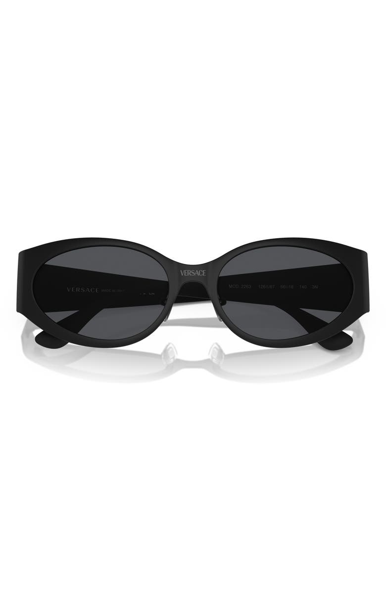 Versace 56mm Oval Sunglasses, Alternate, color, Matte Black