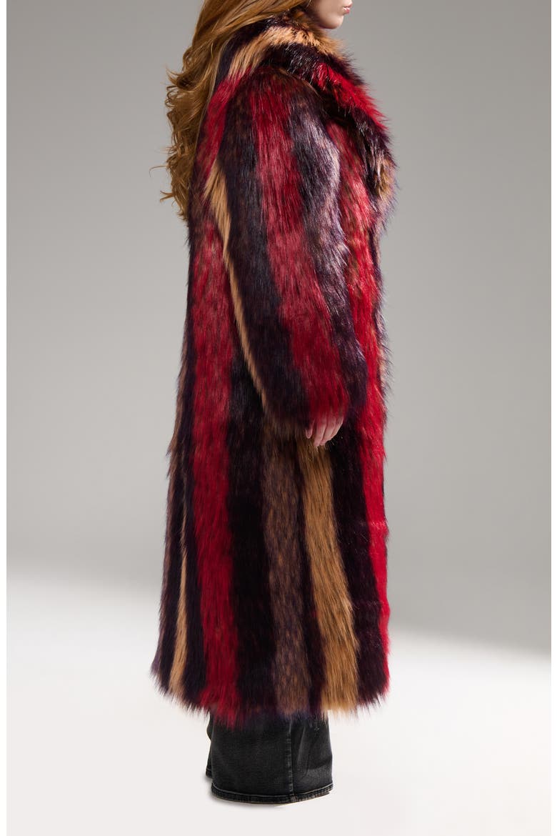 Esmara Multicolored Faux Fur Coat, Alternate, color, RED MULTI