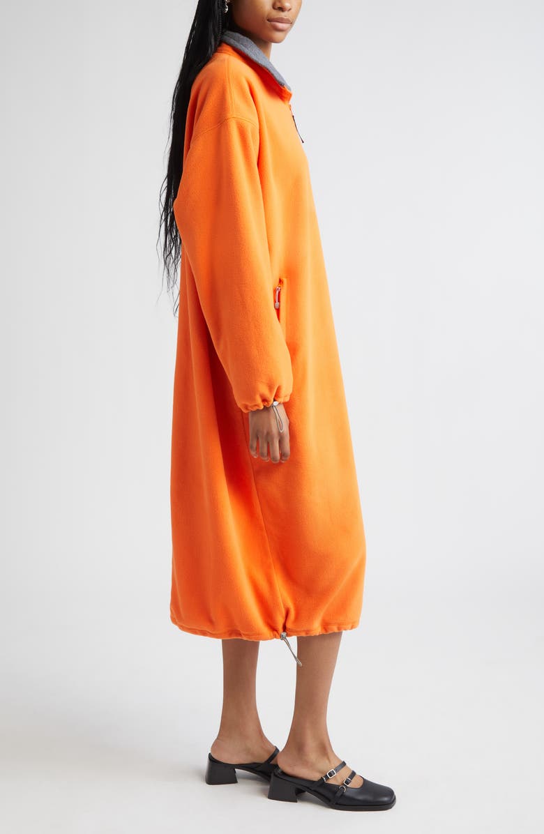 Sandy Liang Sloan Long Sleeve Fleece Half Zip Midi Dress, Alternate, color, Orange