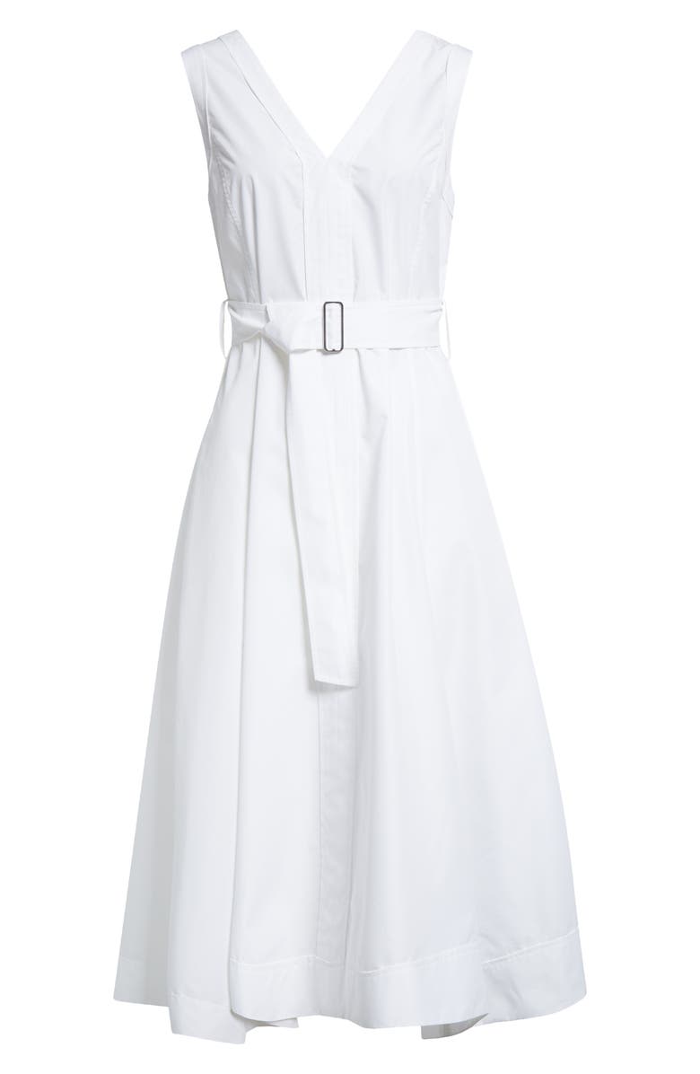 3.1 Phillip Lim Sleeveless Belted Cotton Blend Midi Dress, Alternate, color, White