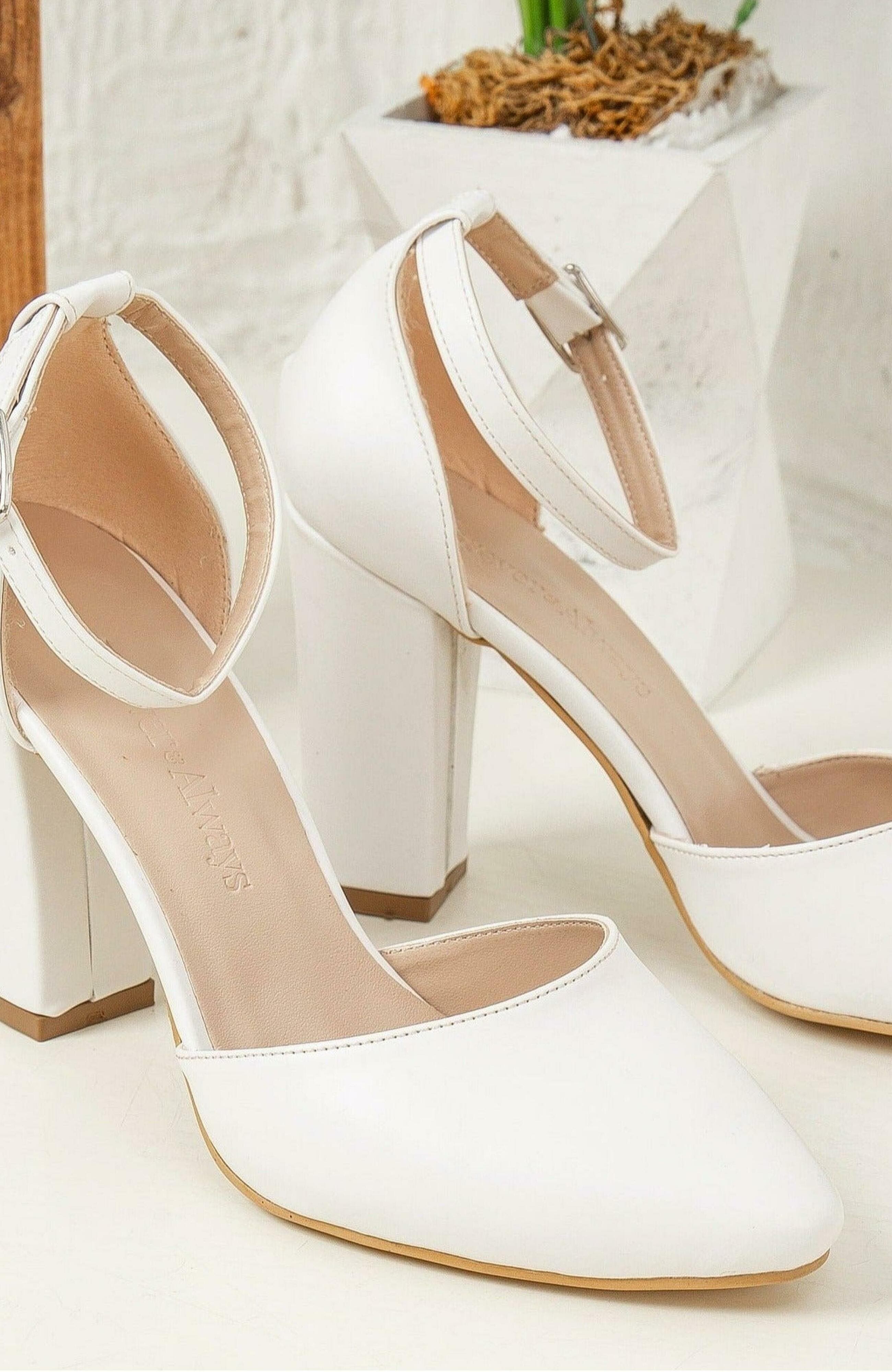 Forever & Always Shoes Gisele High Block Heels, Alternate, color, White