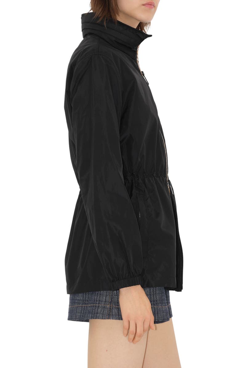 Burberry Check Trim Nylon Parka, Alternate, color, Black