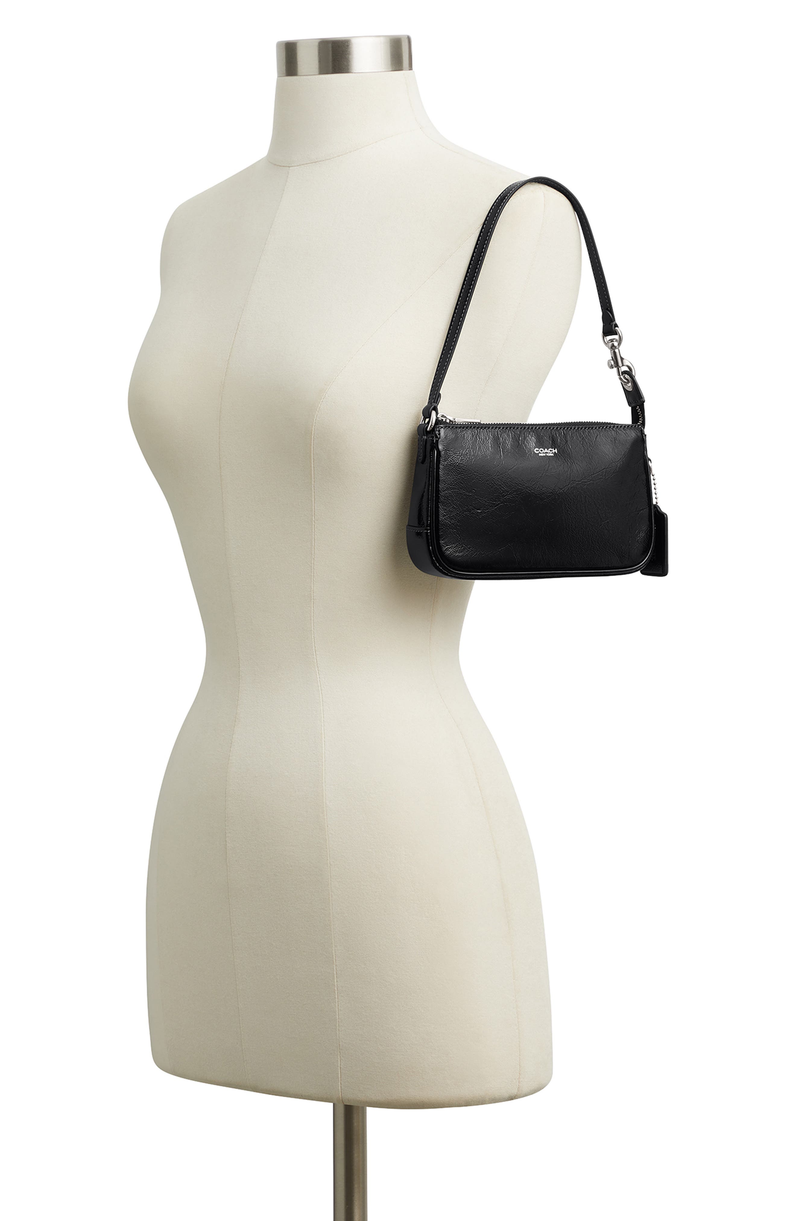 Plaza 18 Leather Baguette Bag, Alternate, color, LH/BLACK