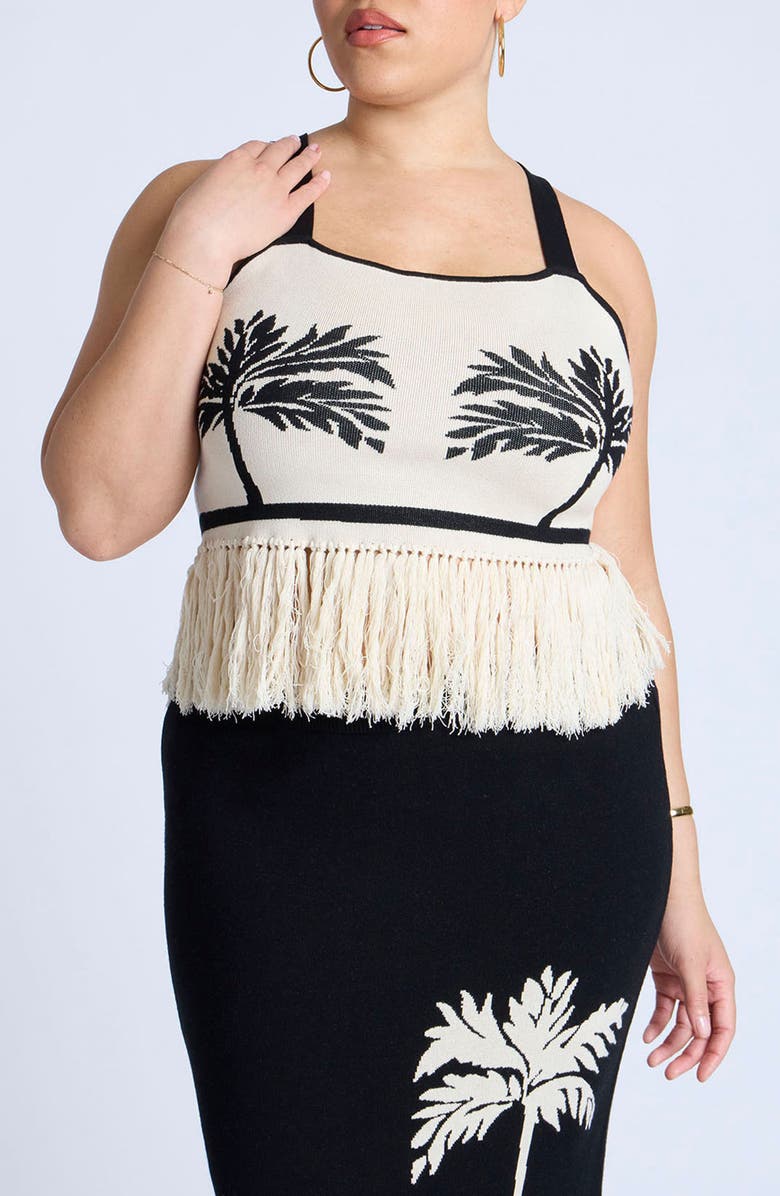 ELOQUII Fringe Crop Top, Main, color,