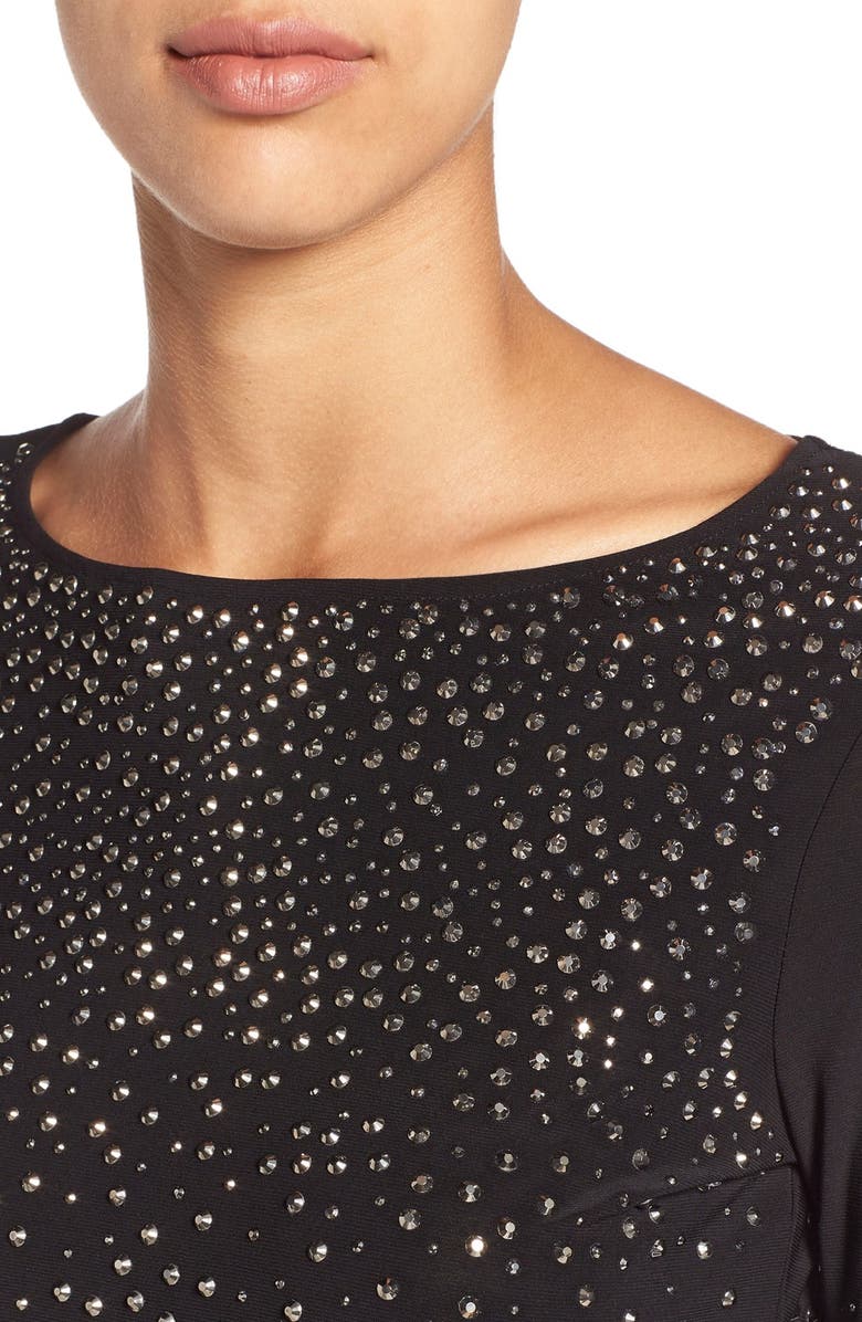 CeCe by Cynthia Steffe Rhinestone Embellished Long Sleeve Top, Alternate, color, Rich Black