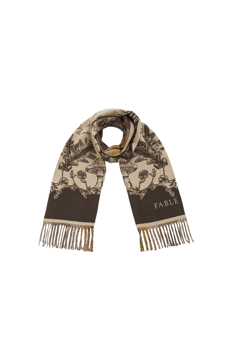Woodland Tales Taupe Jacquard Scarf, Alternate, color, Taupe & Chocolate