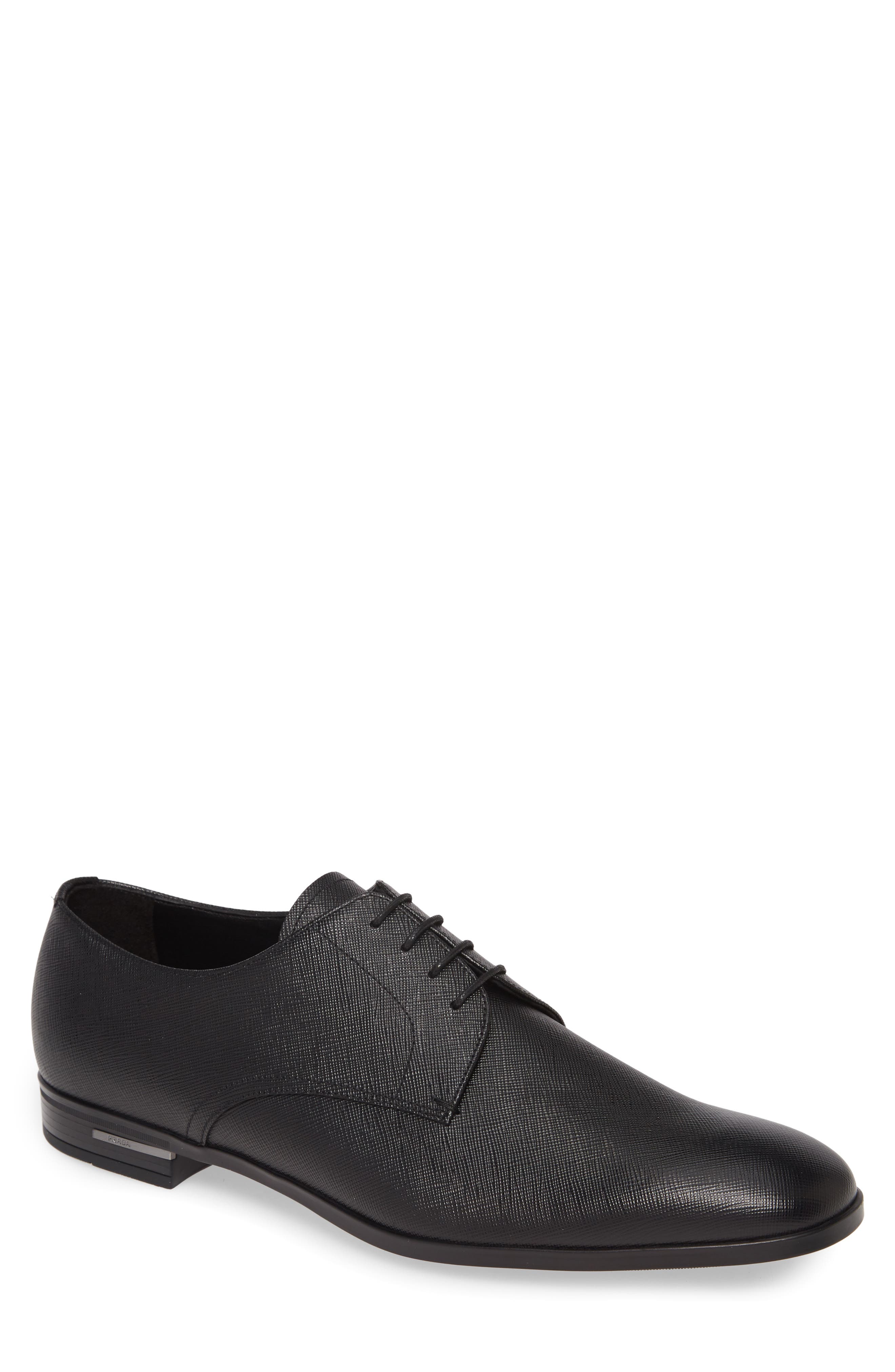 Prada Plain Toe Derby, Main, color, Nero
