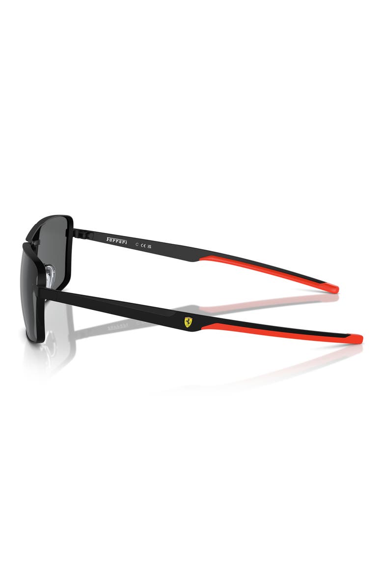 60mm Rectangular Aviator Sunglasses, Alternate, color, MATTE BLACK