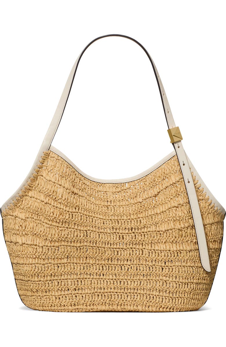 Kate Spade New York deco straw small tulip tote bag, Main, color,