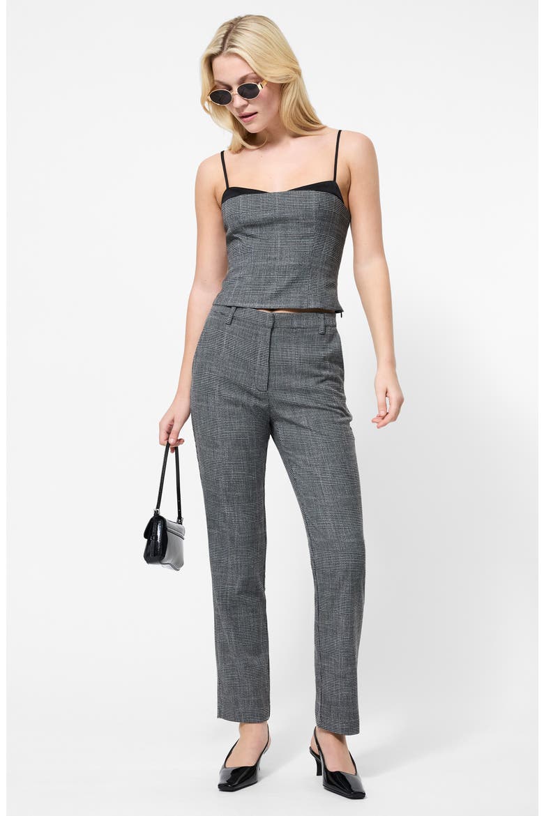 Glen Plaid Slim Crop Pants, Alternate, color, CHARCOAL