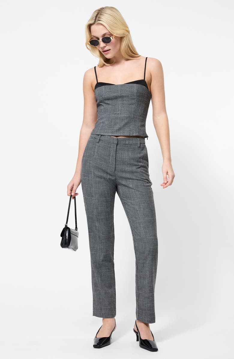 French Connection Glen Plaid Slim Crop Pants, Alternate, color, Charcoal