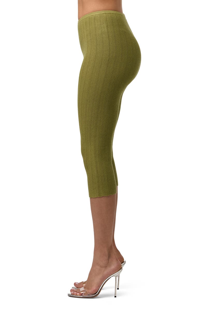 Naked Wardrobe Scallop Knit Capri Leggings, Alternate, color, Sage